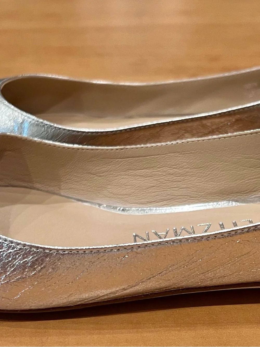 Stuart Weitzman Silver Pointed Flats